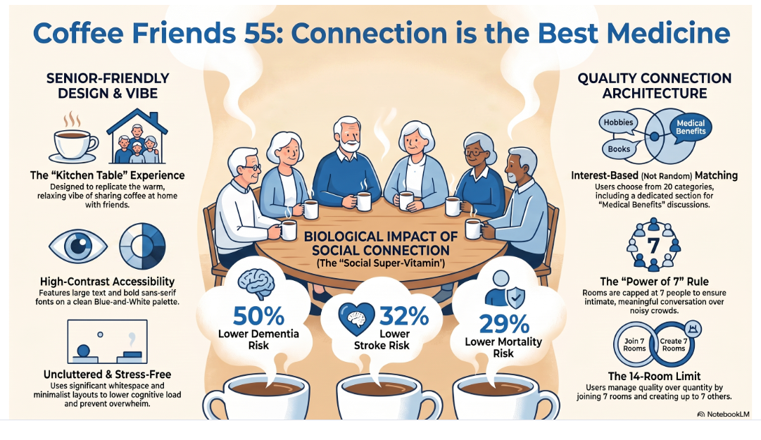 Coffee Friends 55 Benefits Infographic
